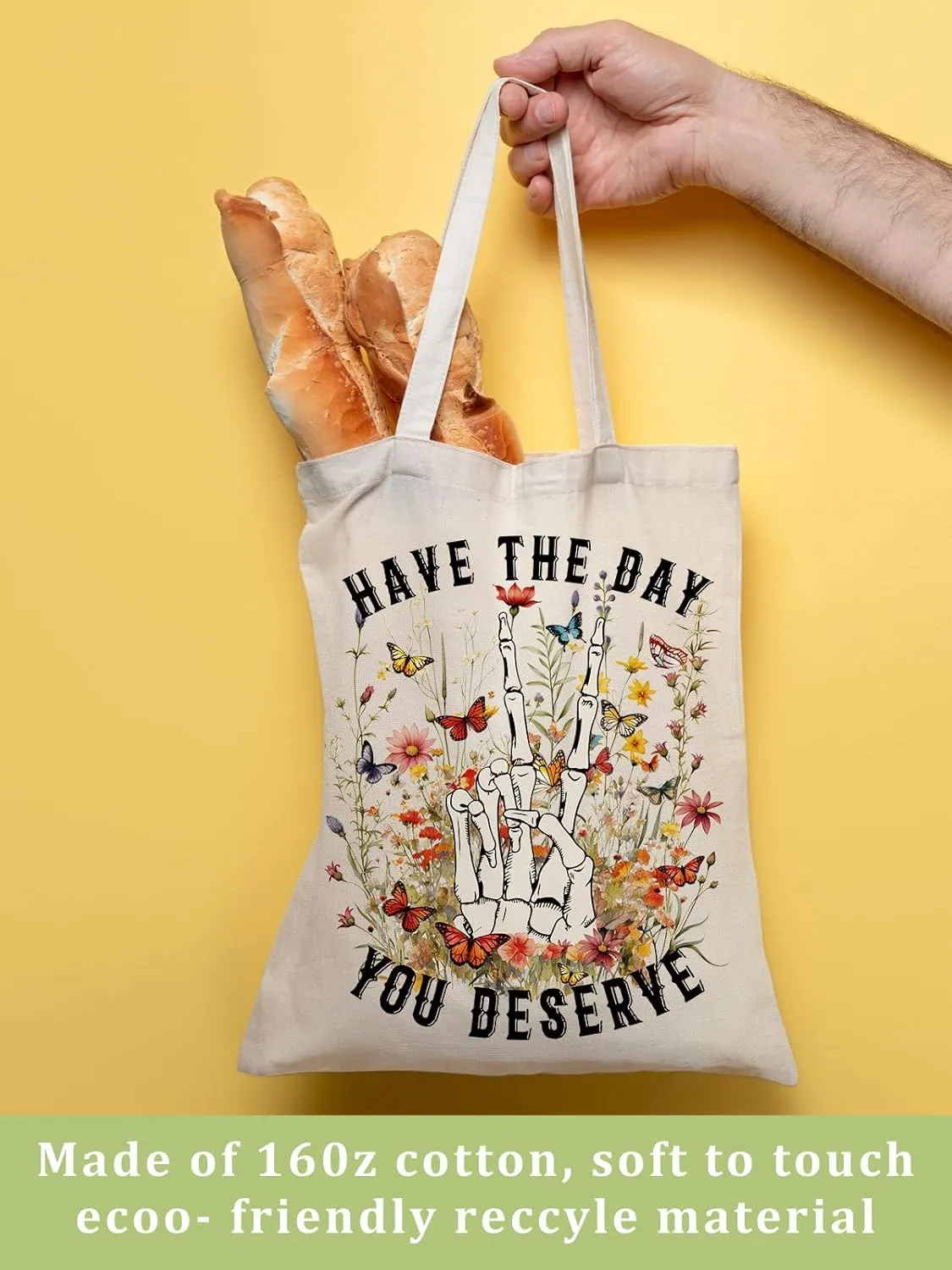 Canvas Book Tote Bag with Inner Zipper for Adults, Birthday Gift for Book Lovers