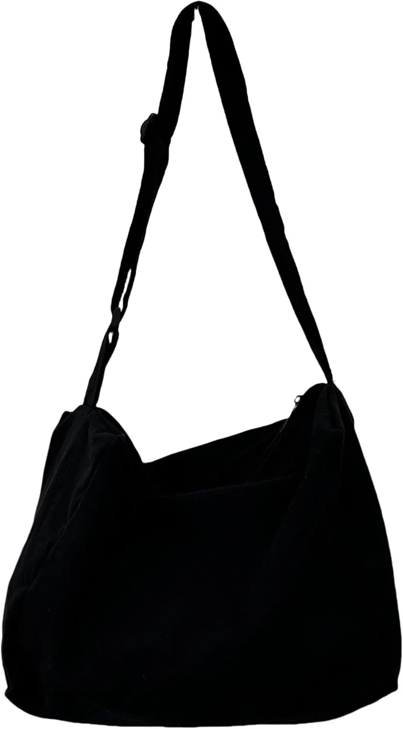 Canvas Crossbody Bag with Extra-large Capacity Shoulder Bag with Ajustable Strap Multi-function Bag for Multi-use