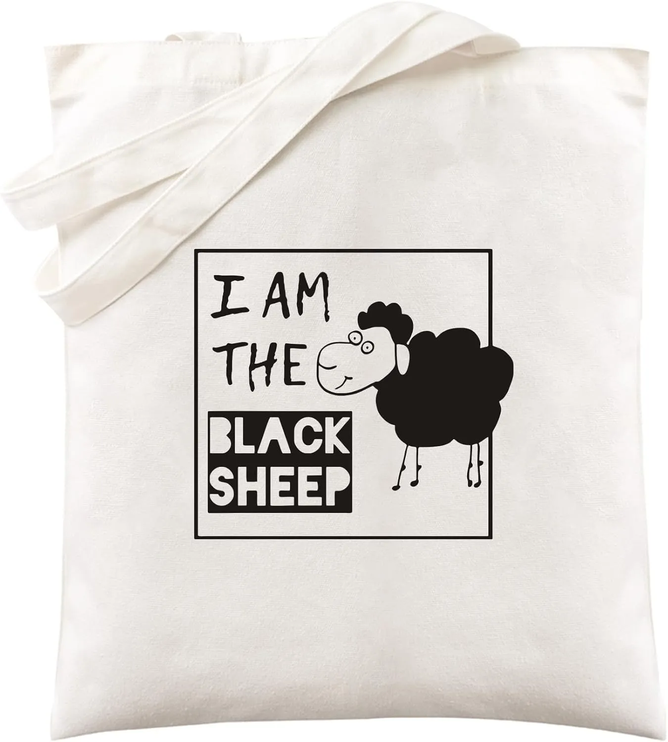Canvas Shoulder Tote Bag for Men Women - Funny Saying I Am The Black Sheep Graphic Bag Unisex Reusable Grocery Bags