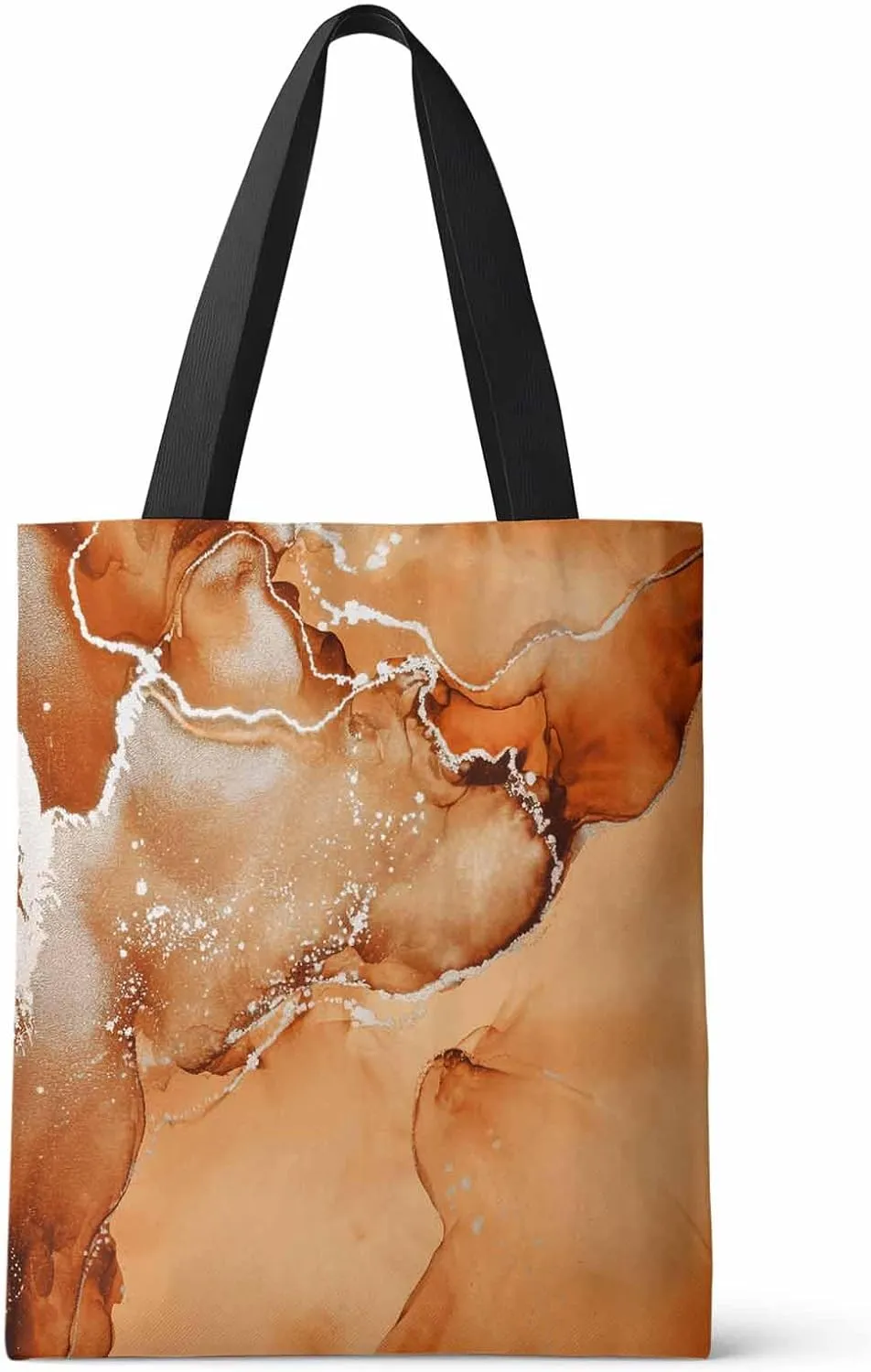 Canvas Tote Bag Abstract Fluid Art Ripples Turquoise Reusable Grocery Shopping Bags Shoulder Bag for Gym Work