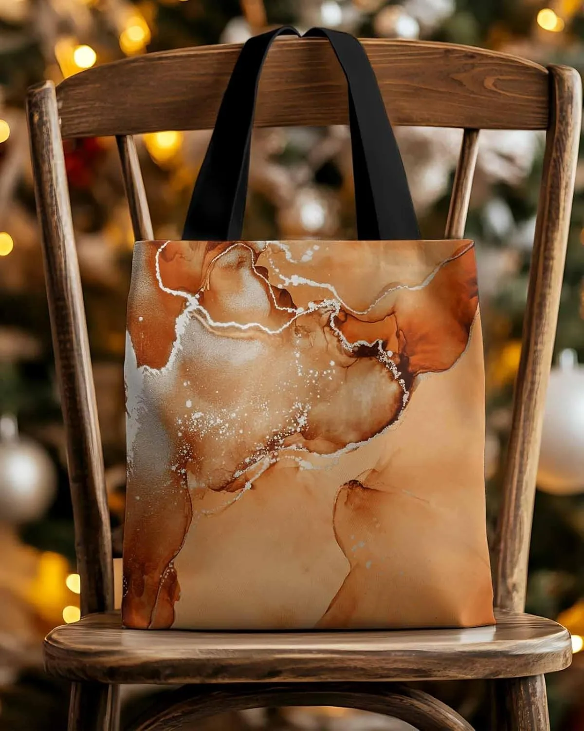Canvas Tote Bag Abstract Fluid Art Ripples Turquoise Reusable Grocery Shopping Bags Shoulder Bag for Gym Work
