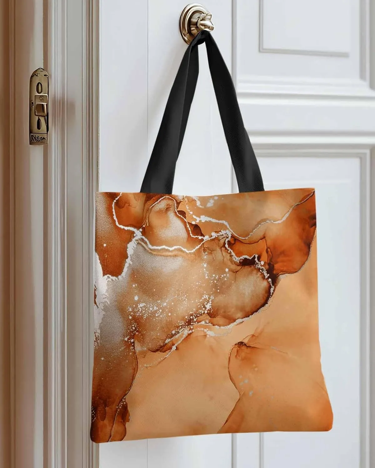 Canvas Tote Bag Abstract Fluid Art Ripples Turquoise Reusable Grocery Shopping Bags Shoulder Bag for Gym Work