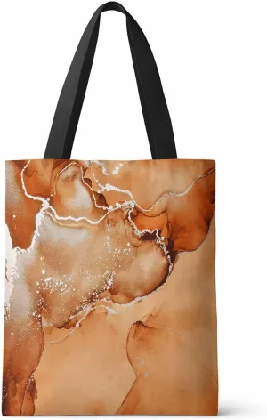 Canvas Tote Bag Abstract Fluid Art Ripples Turquoise Reusable Grocery Shopping Bags Shoulder Bag for Gym Work