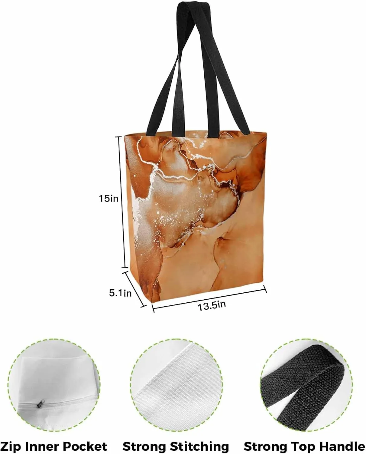 Canvas Tote Bag Abstract Fluid Art Ripples Turquoise Reusable Grocery Shopping Bags Shoulder Bag for Gym Work