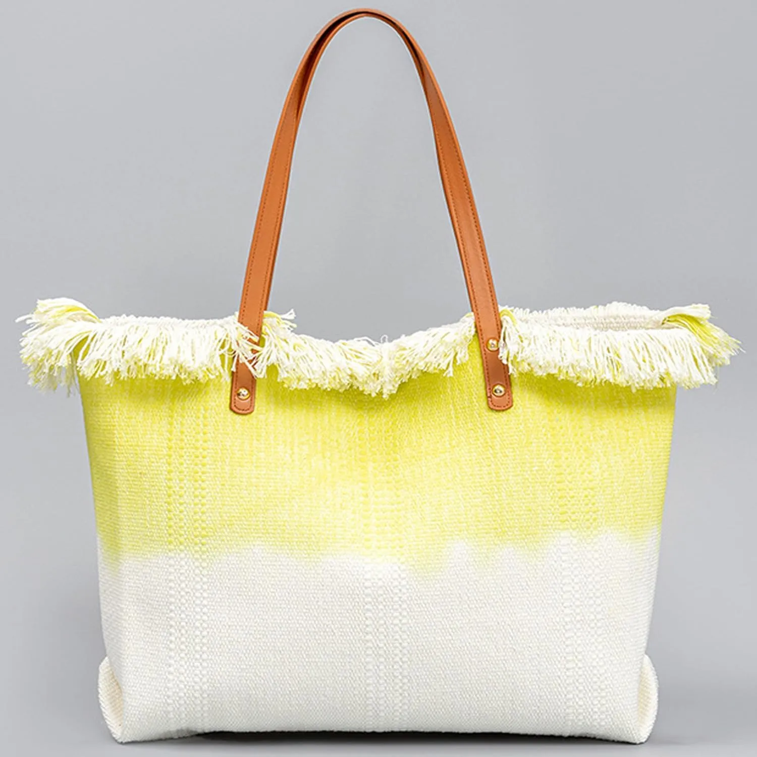 Canvas Tote Bag Embroidered Fringe Large Recycled Gradient Casual Shoulder Summer Beach Bag for Daily Use Travel Gym