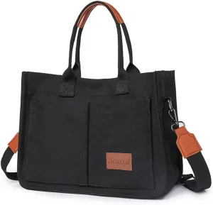 Canvas Tote Bag for Women With Pockets,Crossbody Purses Everything Everyday Hobo Shoulder Bag Handbags for Work Beach Gym