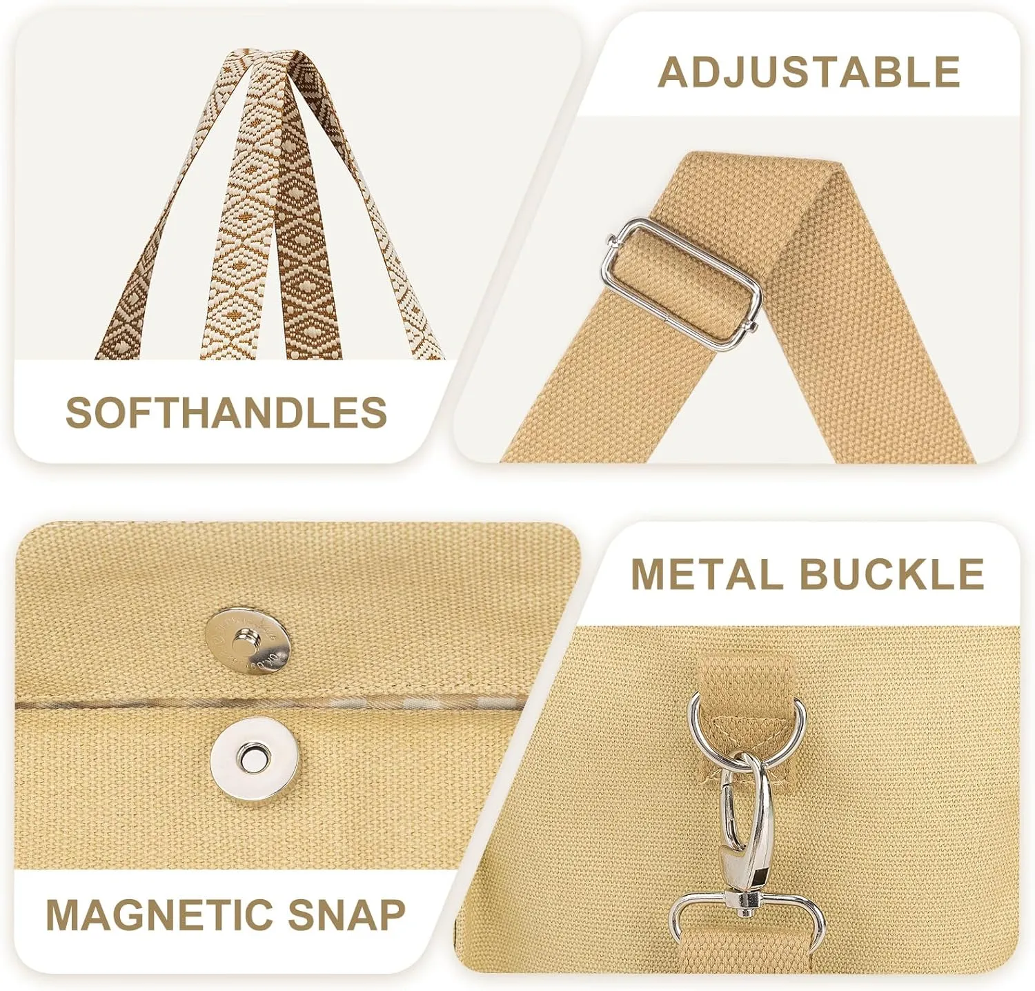 Canvas Tote Bag Set with Purse Bag Organizer Insert, Travel Tote Handbag Shoulder Bag with Zipper Crossbody Purse for Women