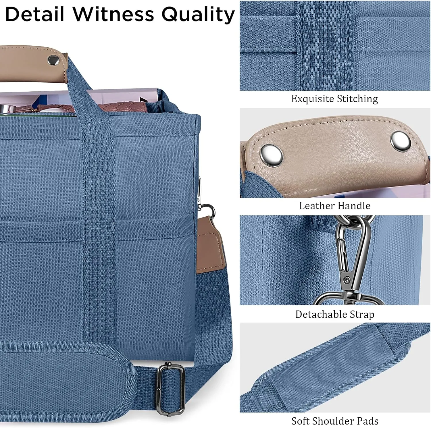 Canvas Tote Bag with Multi Pockets Crossbody Tote Bag for Women Bible Handbag Everything Tote Bags with Compartments
