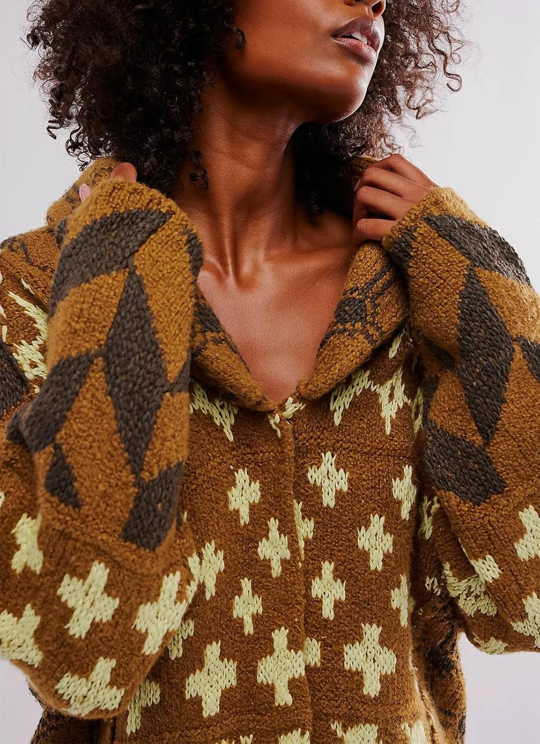 Cardigan Sweaters for Women Button Down Shawl Collar Oversized Sweater Coats Y2k Print Cardigans Fall Fashion