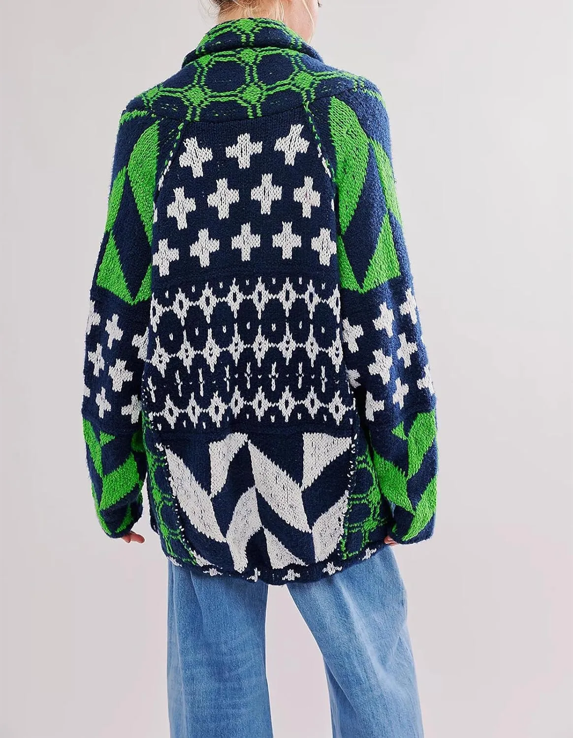 Cardigan Sweaters for Women Button Down Shawl Collar Oversized Sweater Coats Y2k Print Cardigans Fall Fashion