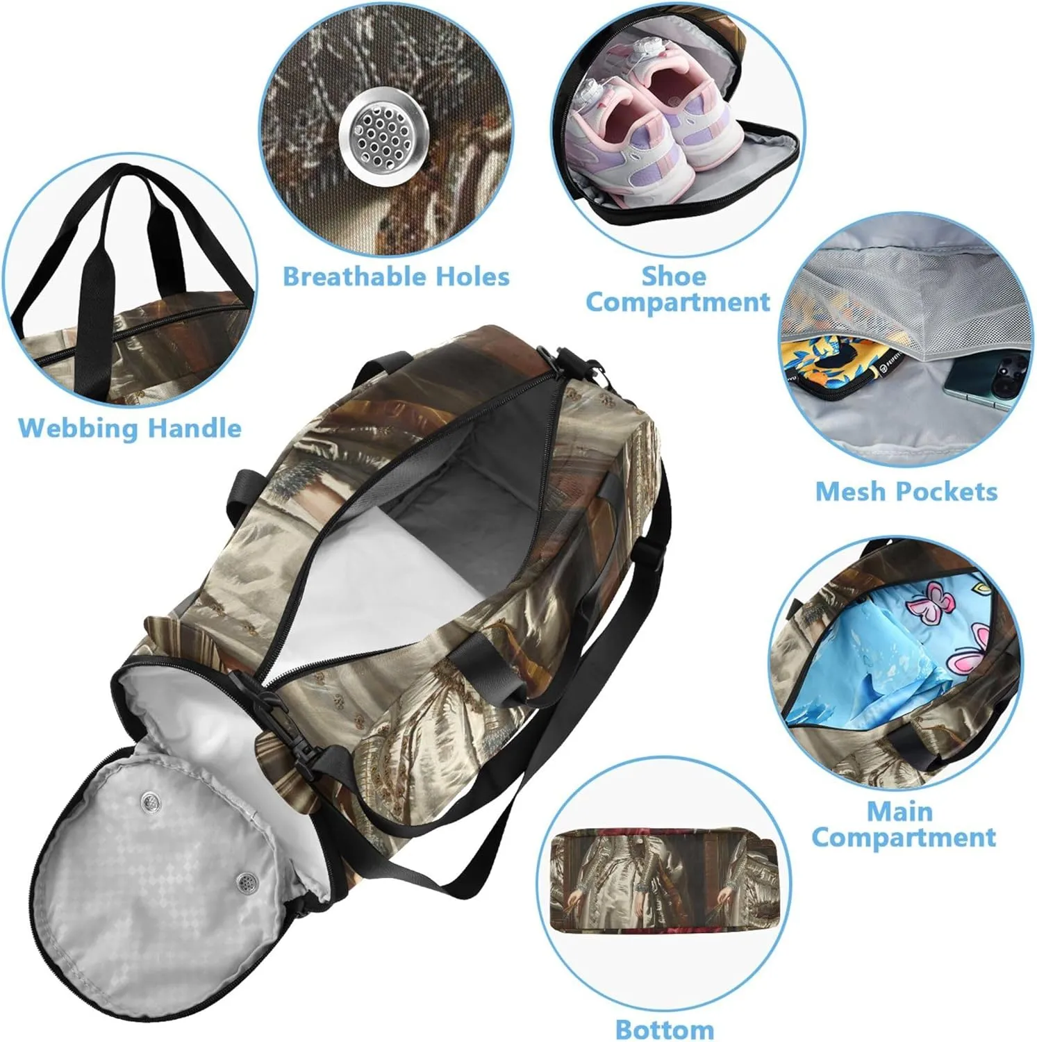 Carry on Duffel for Boys Toddler Weekender Bags Travel Duffle Bags Girls Tote Dance Duffle Bag Rubens Portrait Marchesa Brigida Spinola Doria