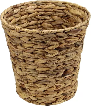 Casaphoria Round Water Hyacinth Garbage Baskets for Storage Natural Woven Hyacinth Laundry Rubbish Basket Durable Circular Waste Baskets Home Beautiful Decoration Storageworks Recycling Bin