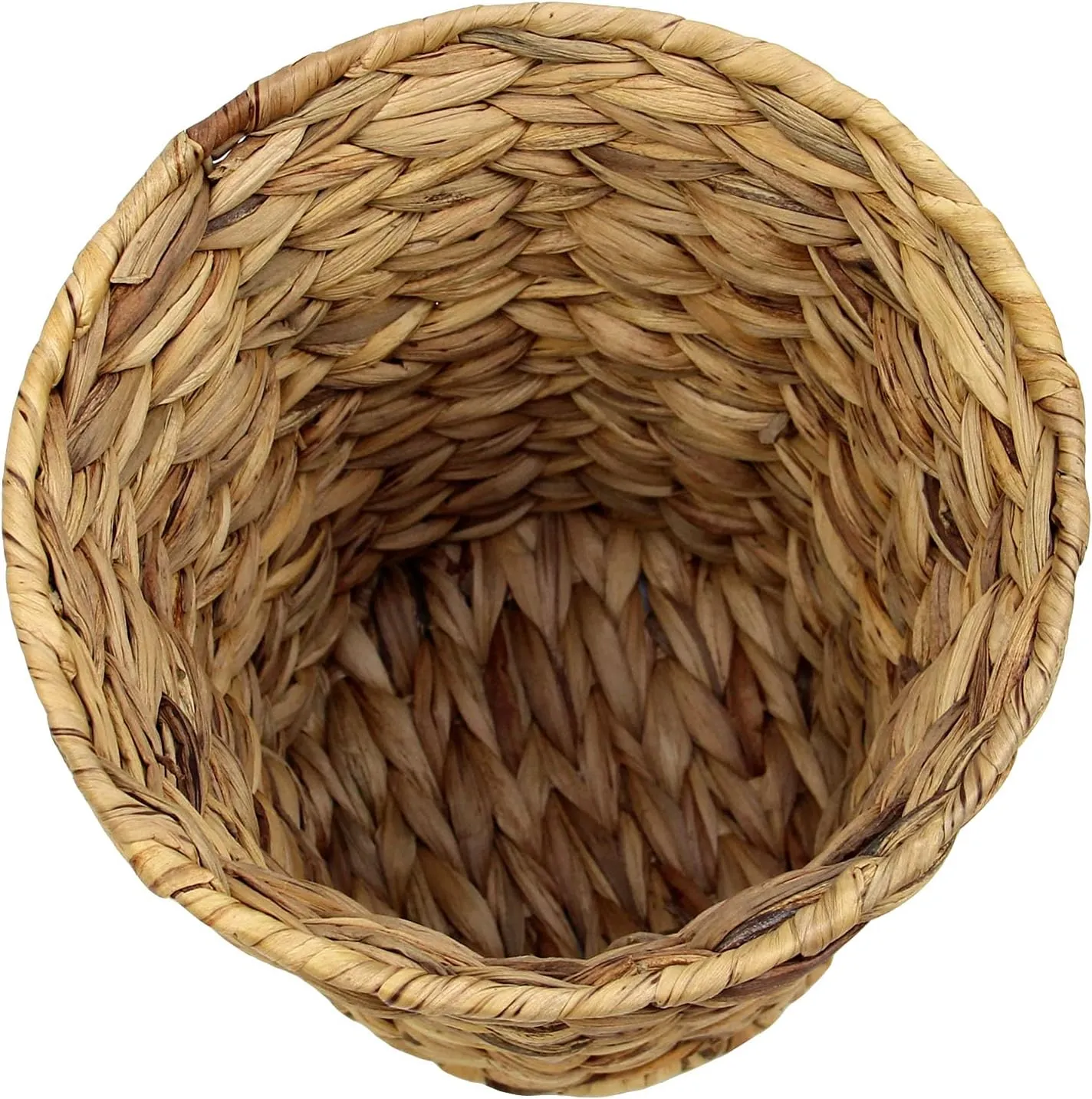 Casaphoria Round Water Hyacinth Garbage Baskets for Storage Natural Woven Hyacinth Laundry Rubbish Basket Durable Circular Waste Baskets Home Beautiful Decoration Storageworks Recycling Bin