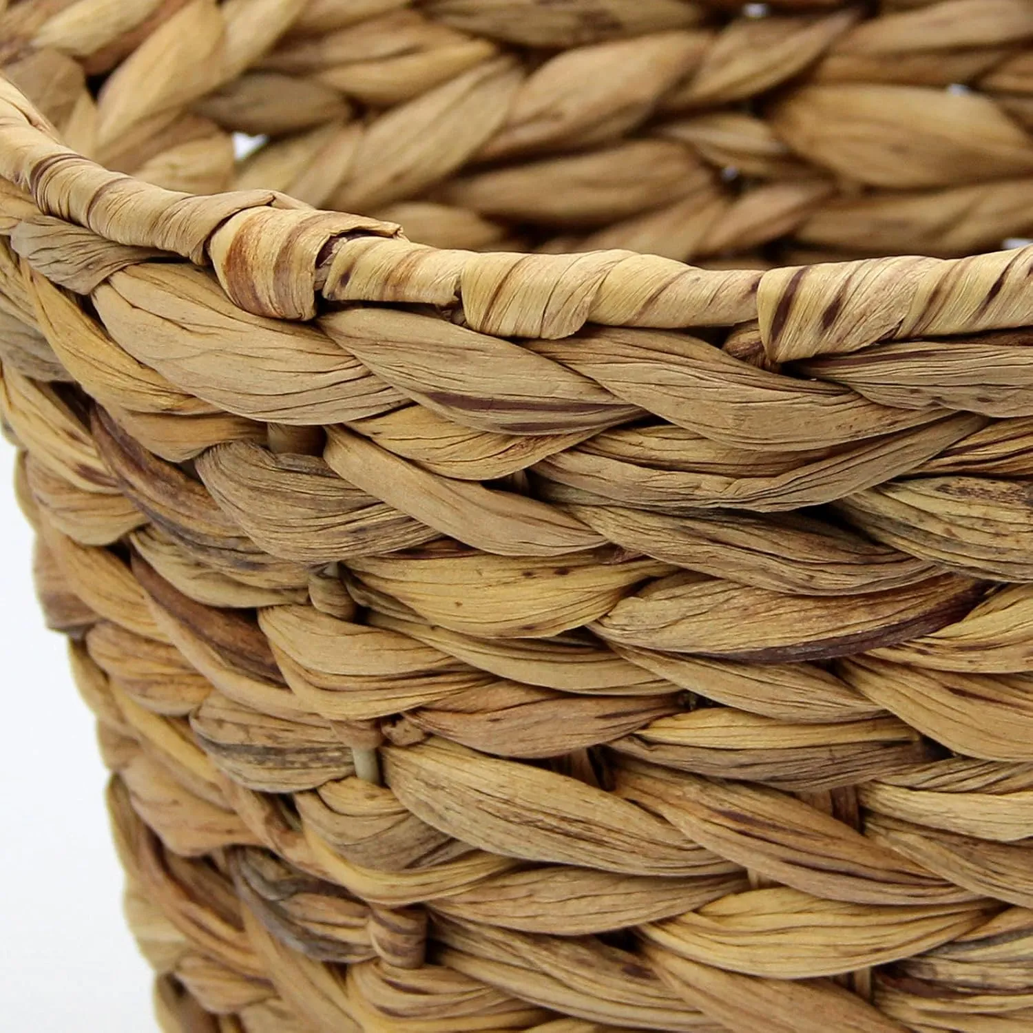 Casaphoria Round Water Hyacinth Garbage Baskets for Storage Natural Woven Hyacinth Laundry Rubbish Basket Durable Circular Waste Baskets Home Beautiful Decoration Storageworks Recycling Bin