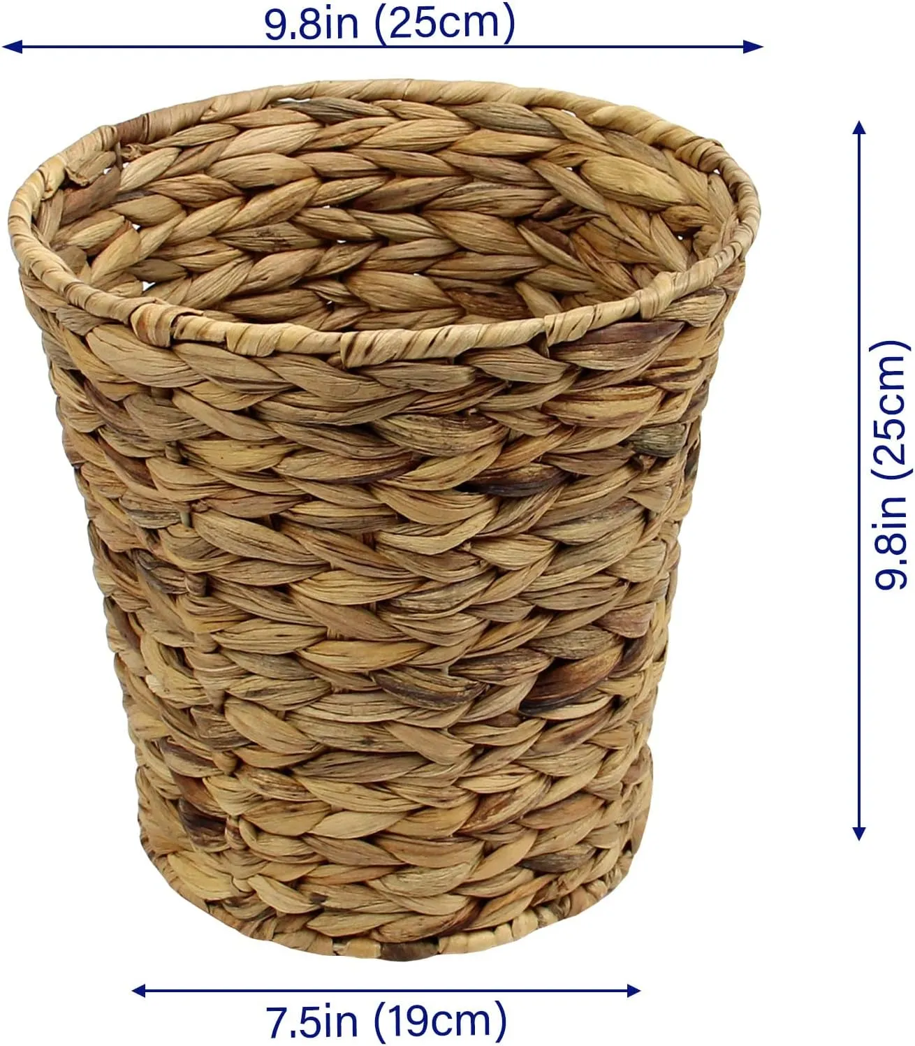 Casaphoria Round Water Hyacinth Garbage Baskets for Storage Natural Woven Hyacinth Laundry Rubbish Basket Durable Circular Waste Baskets Home Beautiful Decoration Storageworks Recycling Bin