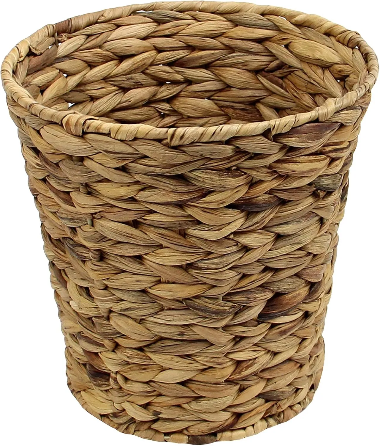 Casaphoria Round Water Hyacinth Garbage Baskets for Storage Natural Woven Hyacinth Laundry Rubbish Basket Durable Circular Waste Baskets Home Beautiful Decoration Storageworks Recycling Bin