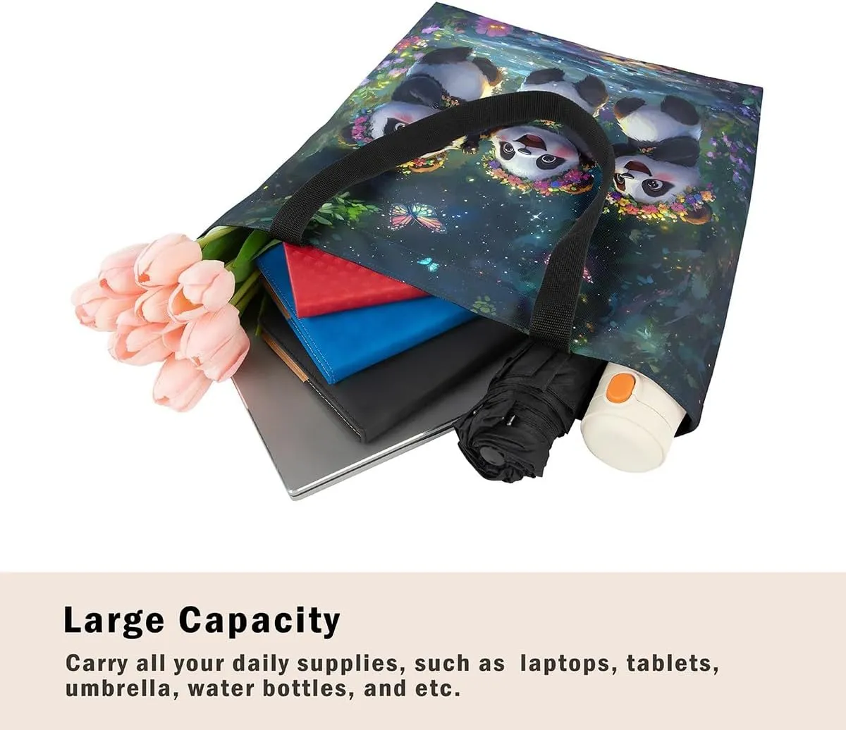 Castle Fairy Polar Bear Canvas Tote Bag for Adults