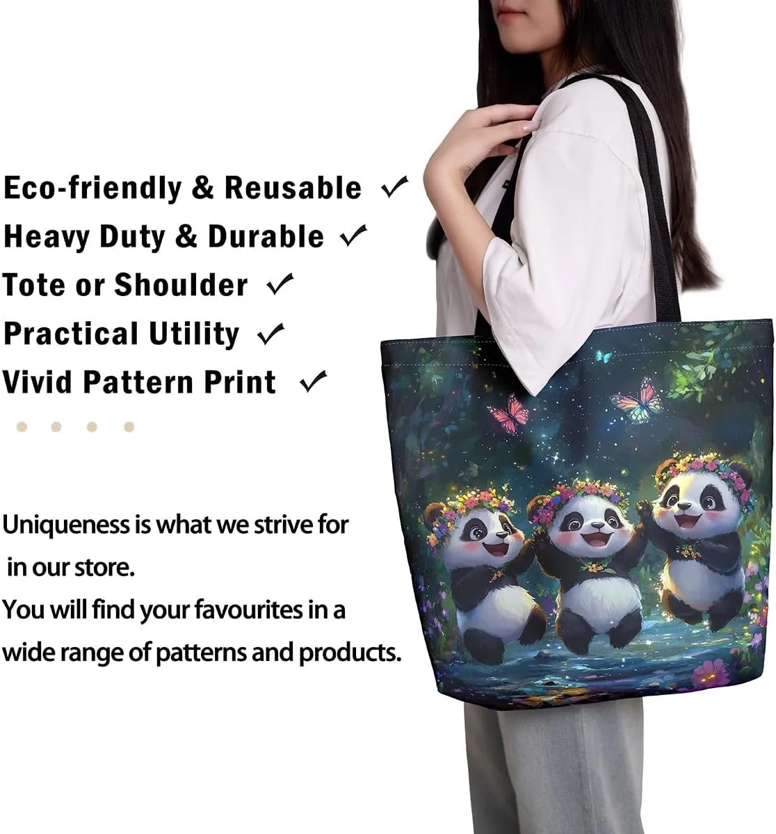Castle Fairy Polar Bear Canvas Tote Bag for Adults