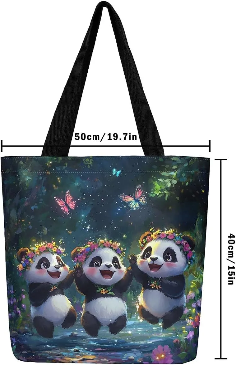 Castle Fairy Polar Bear Canvas Tote Bag for Adults