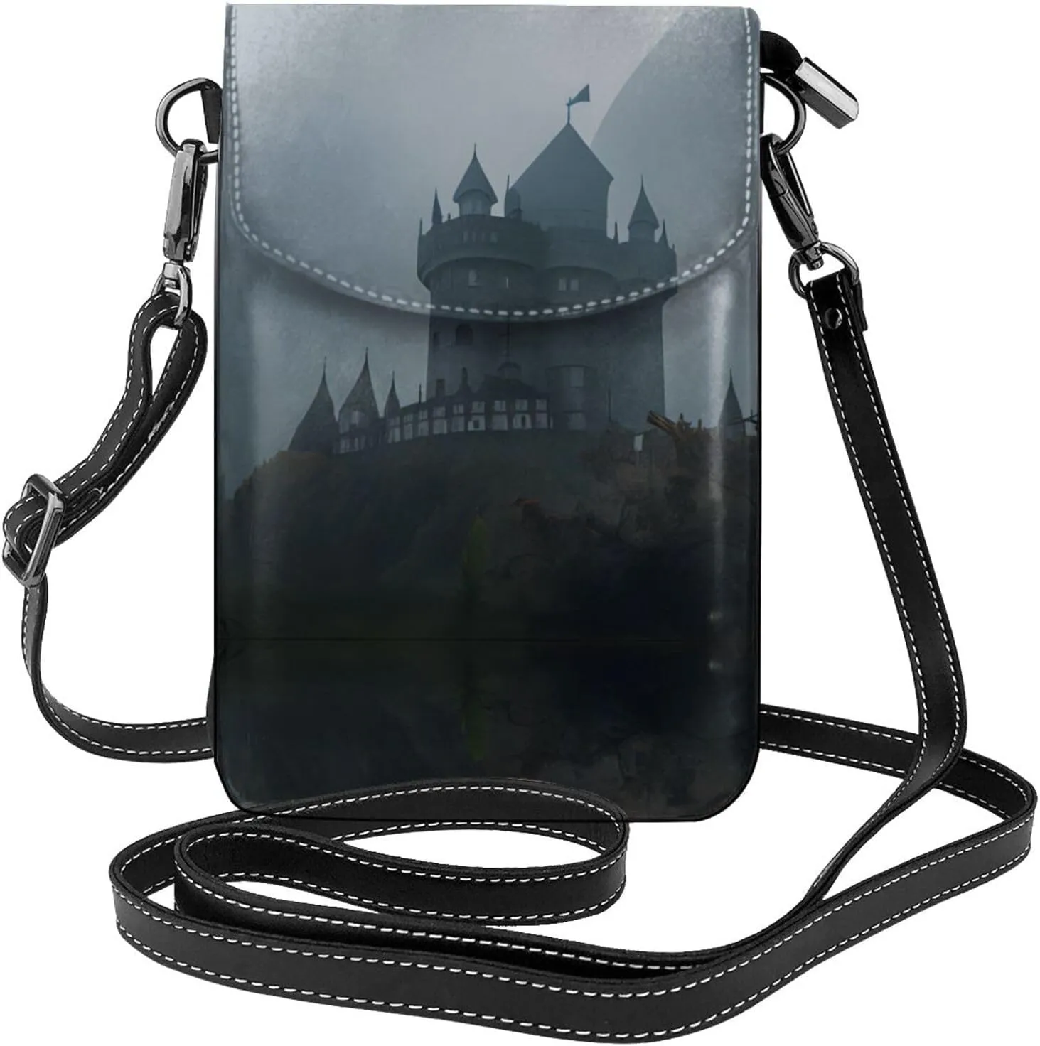 Castle in the Fog Small Crossbody Bags, Printed Cell Phone Purse with Card Slots, Shoulder Handbag with Strap