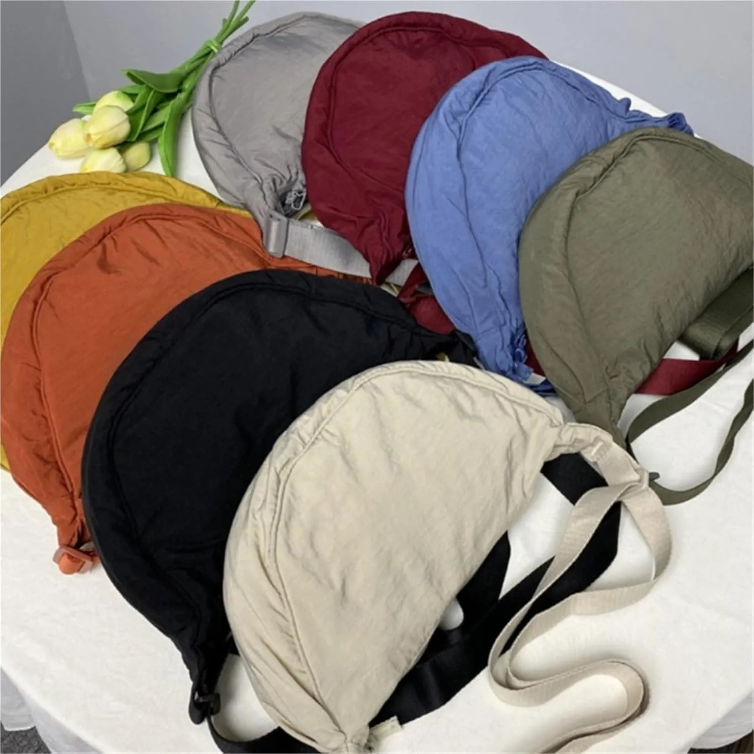 Casual Nylon Hobos Crossbody Bag for Women Shoulder Bag Woman Half Moon Chest Bags Tote Lady Travel Shopper