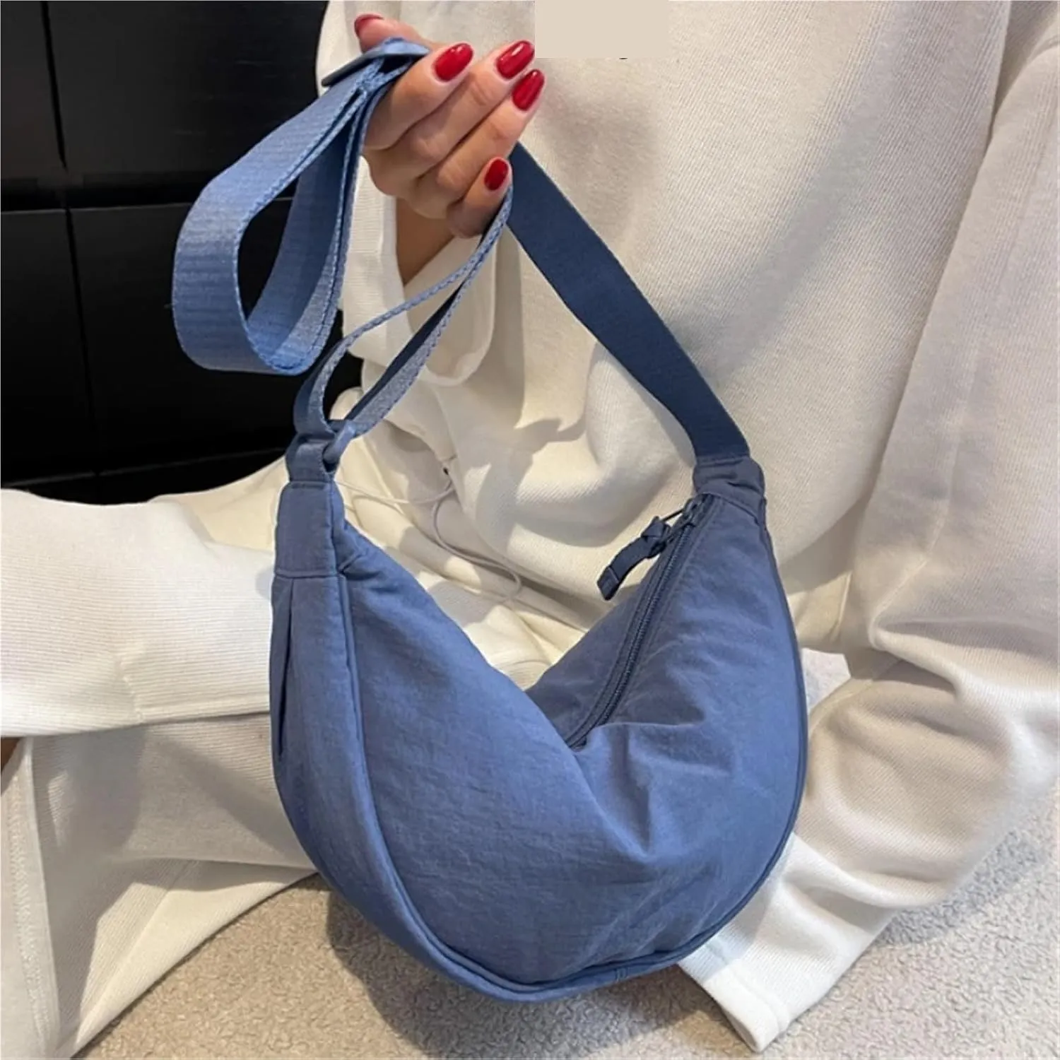 Casual Nylon Hobos Crossbody Bag for Women Shoulder Bag Woman Half Moon Chest Bags Tote Lady Travel Shopper