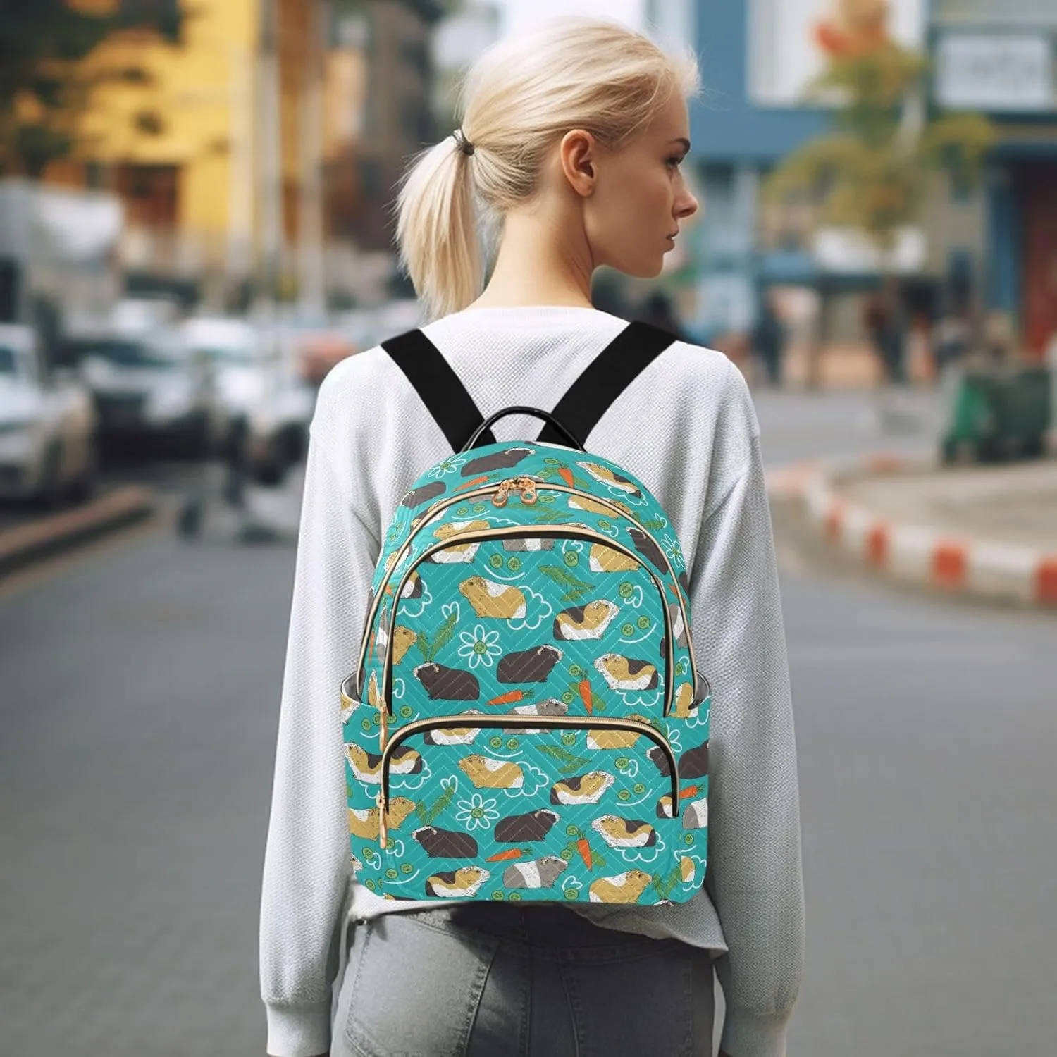 Cavia Cute Cartoon Guinea Pig Mini Backpack for Women, Travel Backpack Purse Daypack Shoulder Bag for Ladies