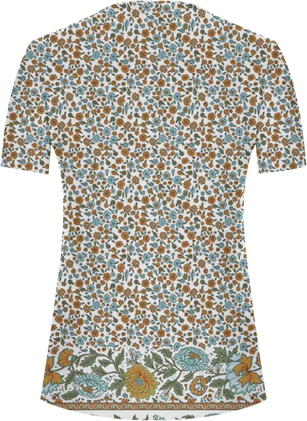 Ceboyel Loose Fitting Tops for Women 2023 Button Down Henley Blouse Floral Short Sleeve Tunic Shirt Dressy Ladies Clothing