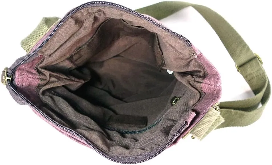 Chala Canvas Cross-body Purse Roomy Messenger (Bag Only) (Mauve)