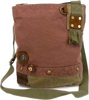 Chala Canvas Cross-body Purse Roomy Messenger (Bag Only) (Mauve)