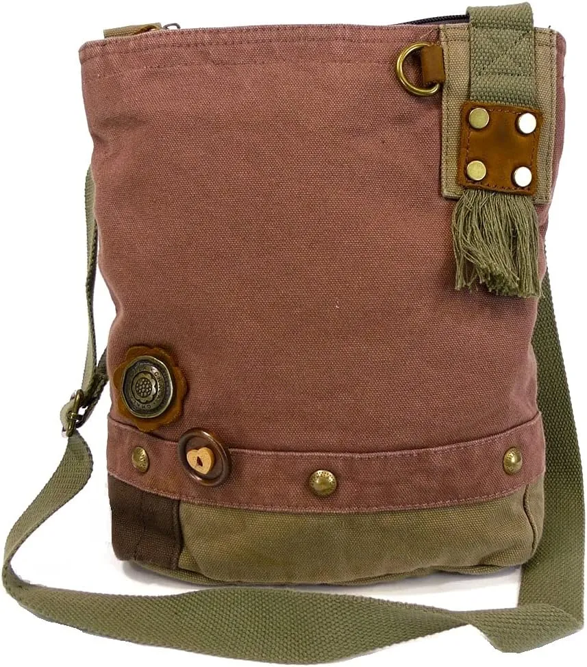 Chala Canvas Cross-body Purse Roomy Messenger (Bag Only) (Mauve)