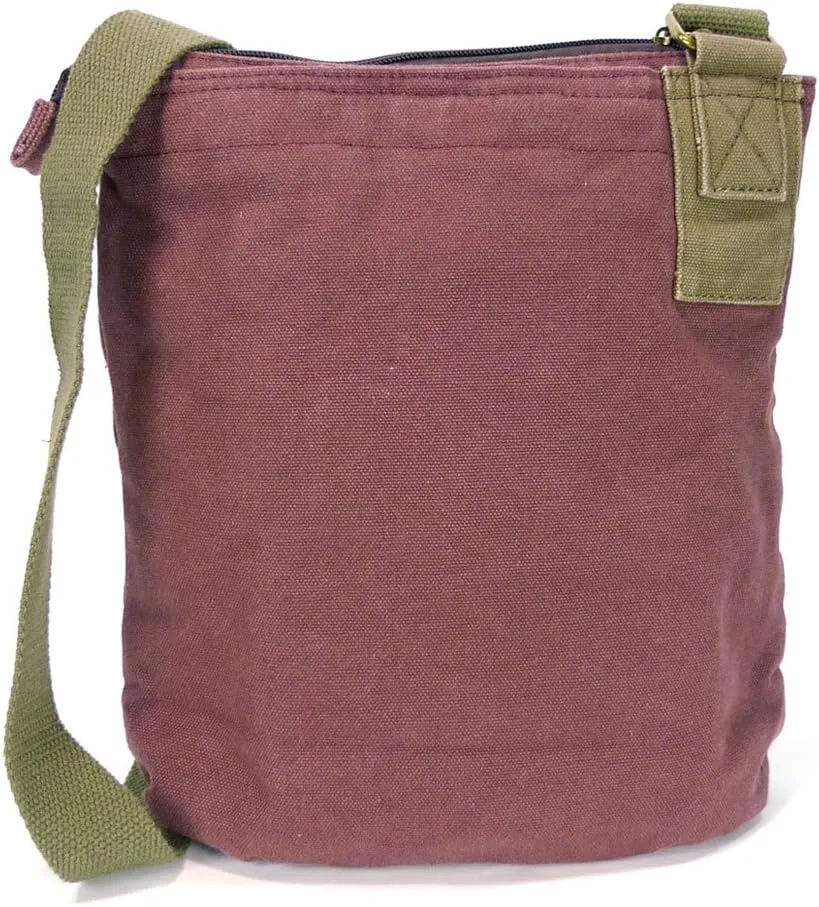 Chala Canvas Cross-body Purse Roomy Messenger (Bag Only) (Mauve)