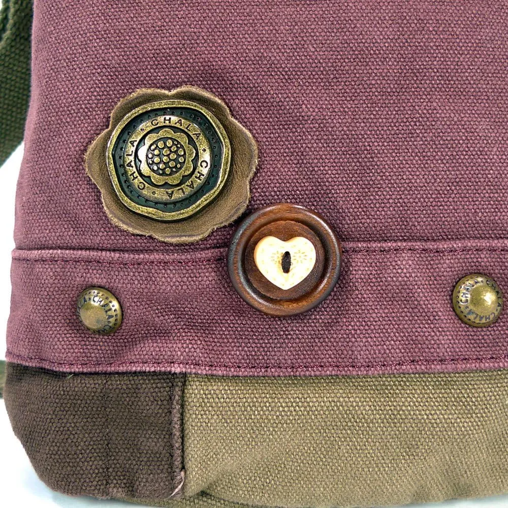 Chala Canvas Cross-body Purse Roomy Messenger (Bag Only) (Mauve)