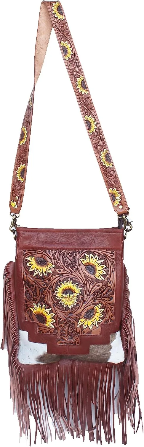 CHALLENGER Women's Western Cowhide Leather Concealed Carry Crossbody Bag Purse 18JQH03