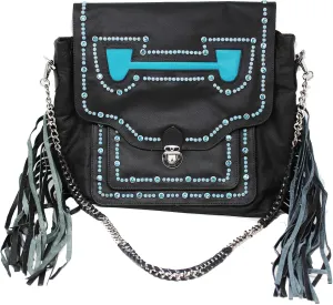 CHALLENGER Women's Western Rodeo Cowgirl Leather Shoulder Handbag Purple Rhinestone 18AA01