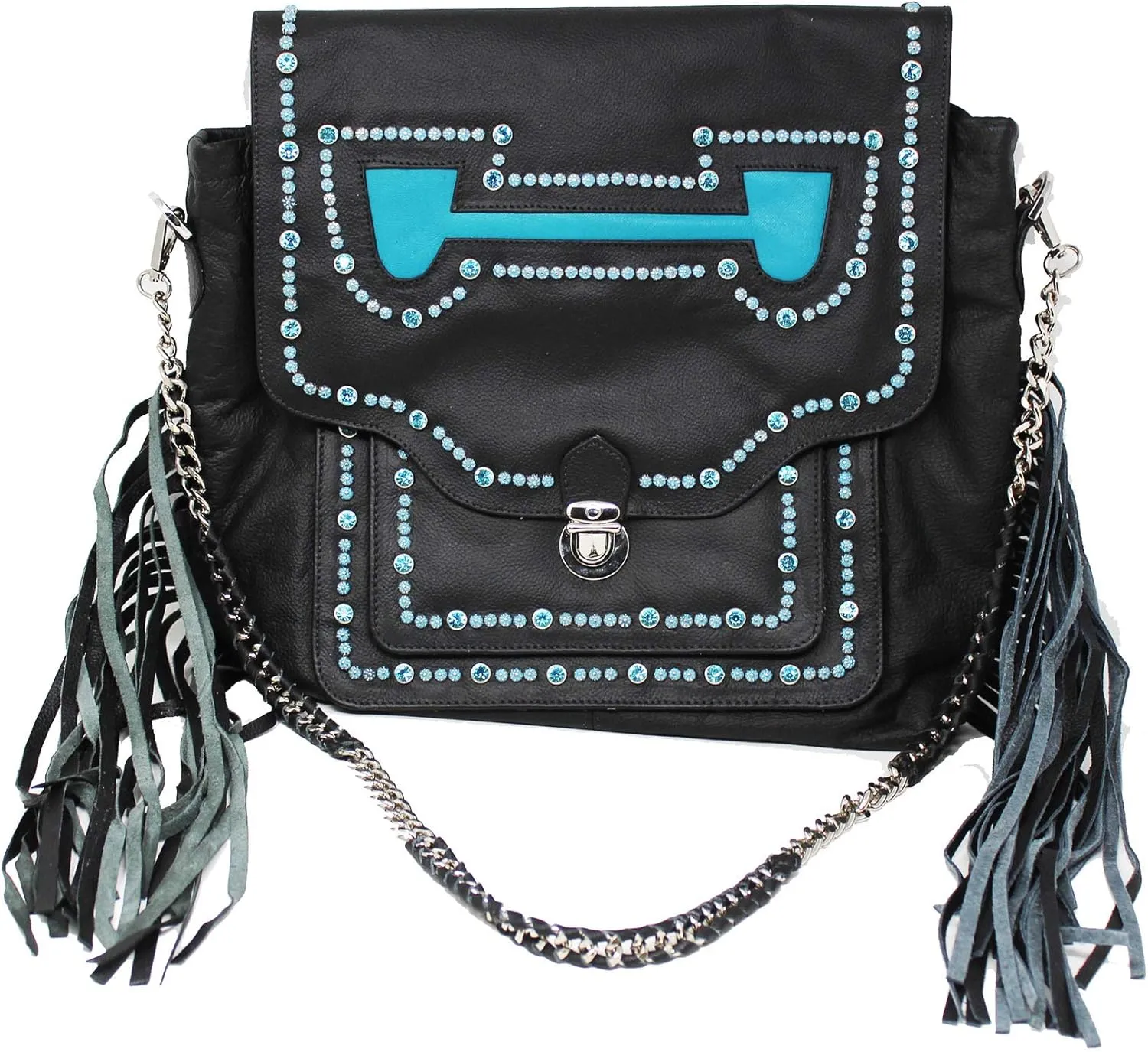 CHALLENGER Women's Western Rodeo Cowgirl Leather Shoulder Handbag Purple Rhinestone 18AA01