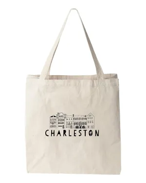 Charleston Rainbow Row (SC), Funny Tote Bag, Screen Printed, Canvas Tote Bag