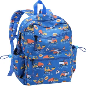 Chase Chic Toddler Backpacks for Boys, 12 Inch Preschool Kindergarten Backpack for Kids 2-5,Mini Cute Toddler Bag with Chest Strap for Daycare Travel（Blue Digger）