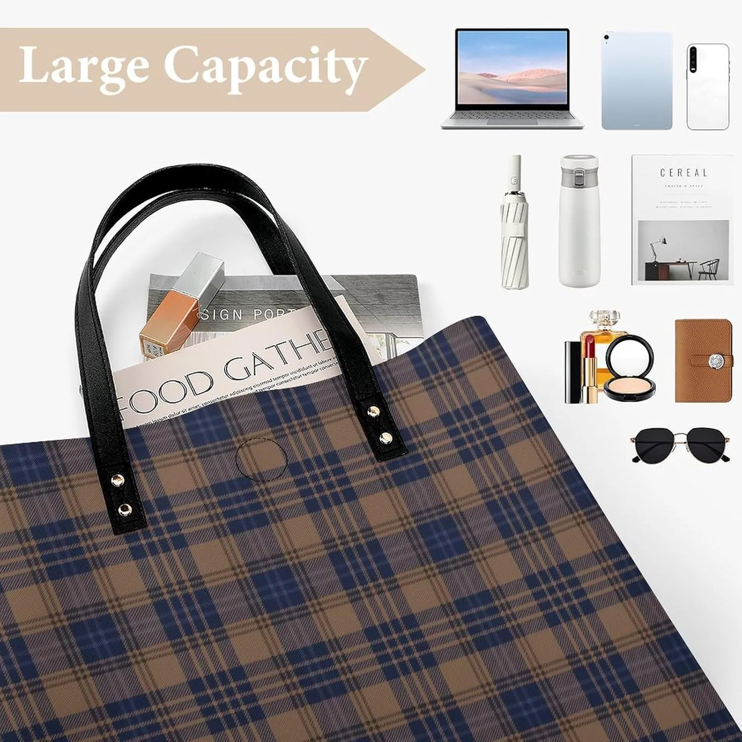 Checkered Black And White Fashionable All Printed Leather Handbag Unisex