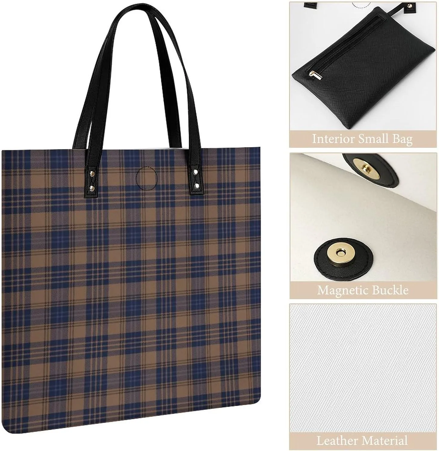 Checkered Black And White Fashionable All Printed Leather Handbag Unisex