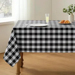 Checkered Tablecloth Rectangle Waterproof Gingham Table Cloth Washable Buffalo Plaid Table Cover Wrinkle Free for Kitchen, Dining and Outdoor Picnic, 60 x 84 Inch, Black and White