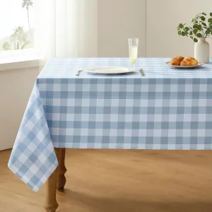 Checkered Tablecloth Rectangle Waterproof Gingham Table Cloth Washable Buffalo Plaid Table Cover Wrinkle Free for Kitchen, Dining and Outdoor Picnic, 60 x 84 Inch, Light Blue and White