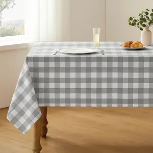 Checkered Tablecloth Rectangle Waterproof Gingham Table Cloth Washable Buffalo Plaid Table Cover Wrinkle Free for Kitchen, Dining and Outdoor Picnic, 60 x 84 Inch, Light Grey and White