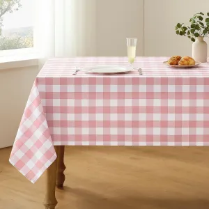 Checkered Tablecloth Rectangle Waterproof Gingham Table Cloth Washable Buffalo Plaid Table Cover Wrinkle Free for Kitchen, Dining and Outdoor Picnic, 60 x 84 Inch, Pink and White