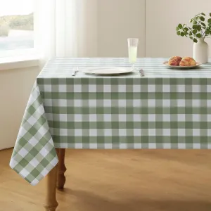 Checkered Tablecloth Rectangle Waterproof Gingham Table Cloth Washable Buffalo Plaid Table Cover Wrinkle Free for Kitchen, Dining and Outdoor Picnic, 60 x 84 Inch, Sage Green and White