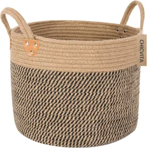 CHICVITA Wicker Laundry Basket With Handles, Storage Baskets for Decor, Rope Basket for Blankets, Toys, Clothes, Shoes, Plant Basket for Living Room, 14" X 14" X 12"