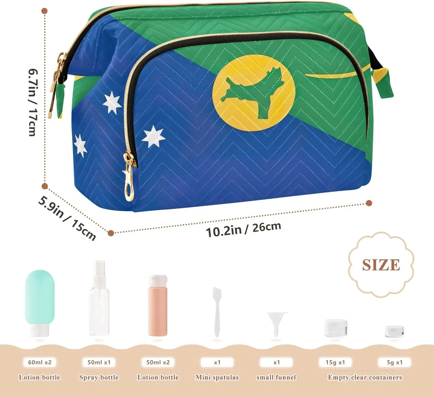 Christmas Island Flag Cosmetic Bags Portable Toiletry Bag Toiletry Bag for Cosmetics Toiletries Accessories