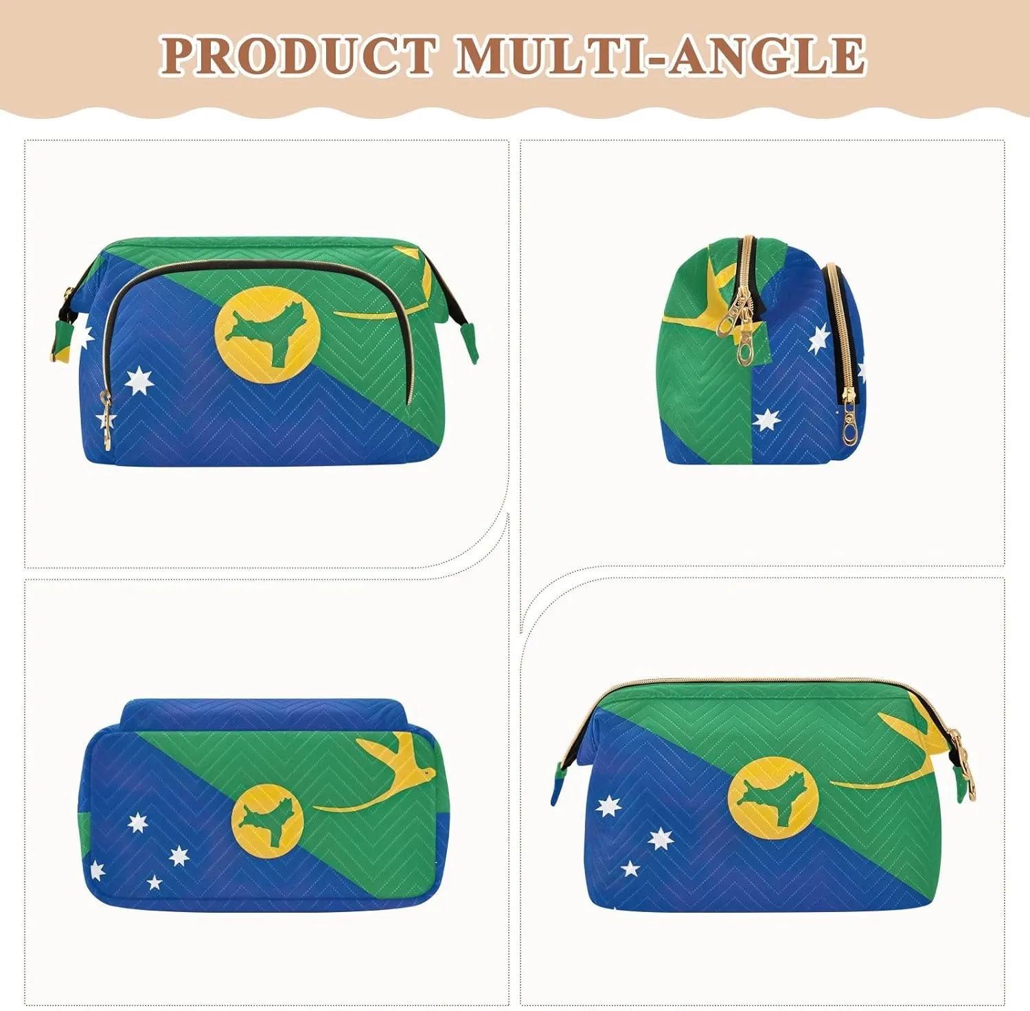 Christmas Island Flag Cosmetic Bags Portable Toiletry Bag Toiletry Bag for Cosmetics Toiletries Accessories
