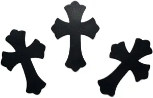 Chrome Hearts Inspired Leather Cross Patches, 10pcs, DIY Craft Pieces (Black, Small)