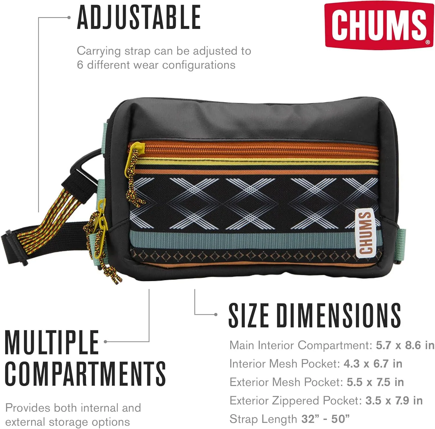 Chums Rover Crossbody Sling Bag for Women & Men – Convertible, Multi-Pocket Day Pack for Travel